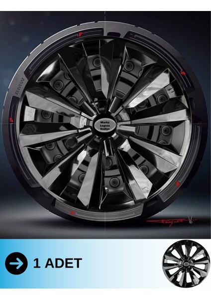 Renault Modus 15 Inç Jant Kapağı Amblemli Piano Black (1 Adet) 219 M1ADT-8