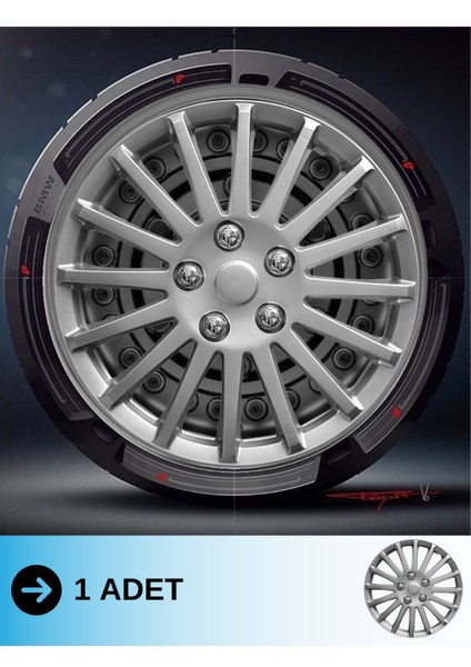 Chevrolet Epica 15 Inç Jant Kapağı Amblemli Gri (1 Adet) 136 M1ADT-8