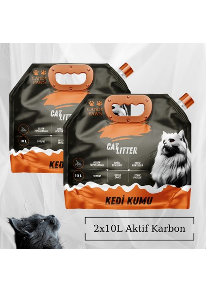 2X10L Aktif Karbon Kedi Kumu Ultra Emici Tozsuz ve Koku Kontrolü Yeni Nesil Ambalaj