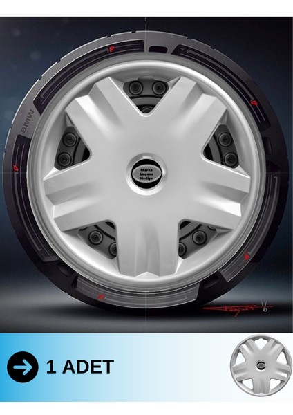Ford Sierra 14 Inç Jant Kapağı Amblemli Gri (1 Adet) 140 M1ADT-8