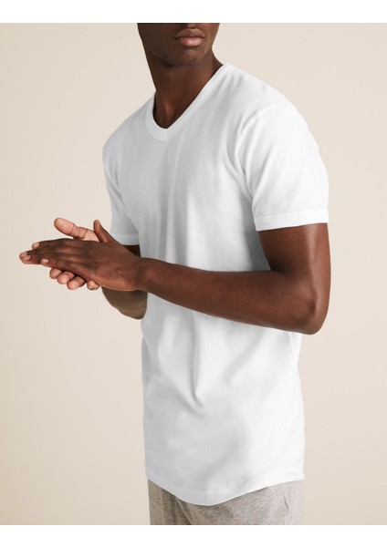 Saf Pamuklu 3'lü Kısa Kollu Atlet Seti modelleri