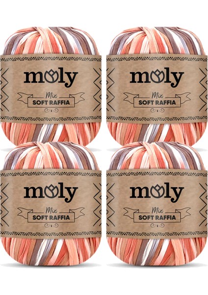 Soft Raffia Mix 50 gr 4’lü Paket – Renkli Yumuşak Rafya Ip