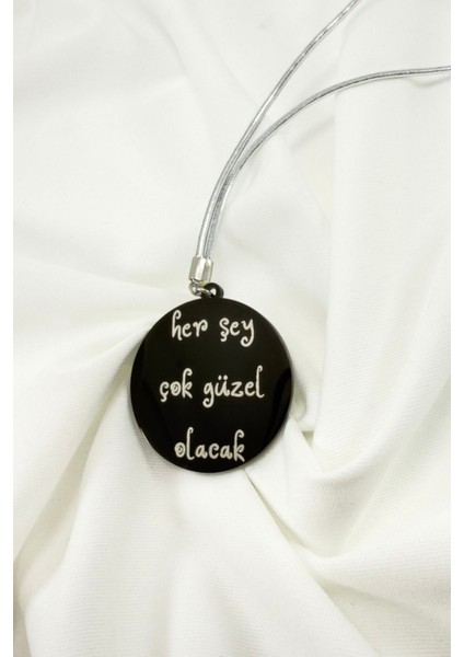 Siyah Çelik Her Şey Çok Güzel Olacak Lotus Çiçeği Yazılı Araba Dikiz Ayna Süsü