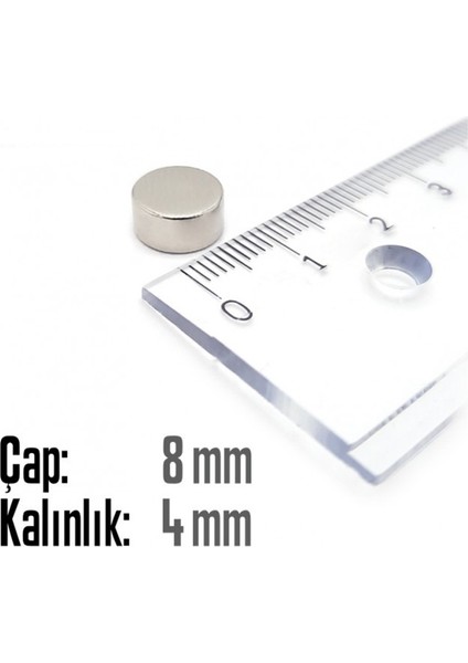 Neodyum Mıknatıs Silindir Çap 8mm , Kalınlık 4mm ( 10 Adet) fiyatları