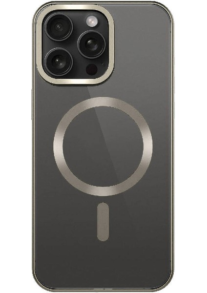 iPhone 15 Pro Max Uyumlu Mat Tasarımlı Magsafe Wireless Şarj Özellikli Mbtm Mat Setro Kapak-Titanyum fiyatları