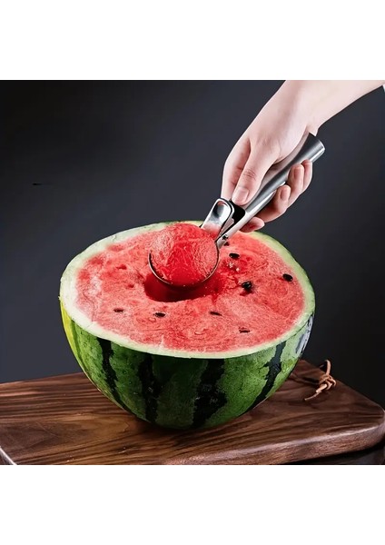 Paslanmaz Çelik Dondurma Kaşığı Tatlı ve Kavun Topları Için Ergonomik Pratik Tasarım 430 Paslanmaz Çelik Gri Kepçe Yaylı Dondurma Kaşığı