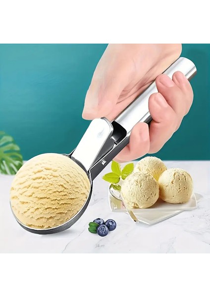 Paslanmaz Çelik Dondurma Kaşığı Tatlı ve Kavun Topları Için Ergonomik Pratik Tasarım 430 Paslanmaz Çelik Gri Kepçe Yaylı Dondurma Kaşığı fırsatları