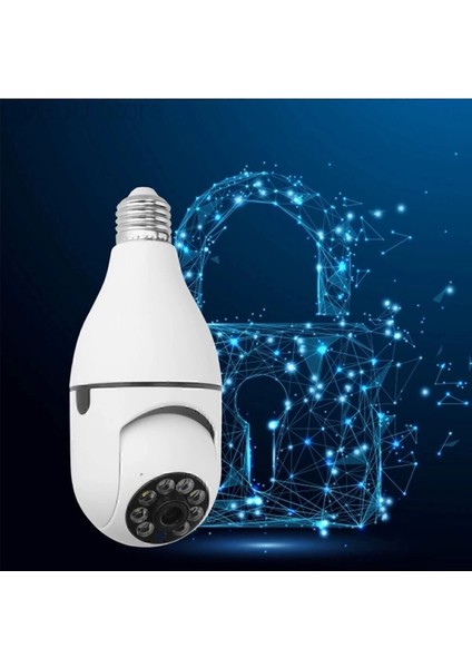 Gece Görüşlü 360 Derece 1080P Wifi Kamera - Kablosuz Panoramik Ev Güvenlik Ampul Kamerası