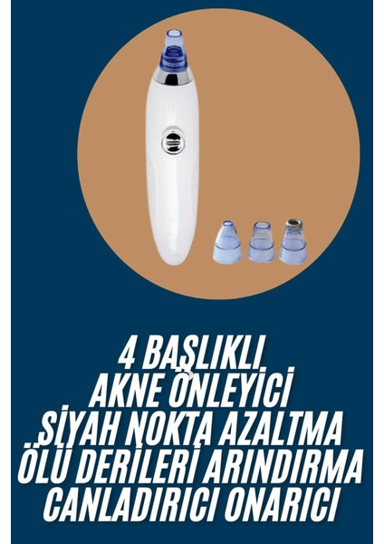 Yeni Nesil Vakumlu Pilli Siyah Nokta ve Yüz Temizleme Cihazı 4 Başlıklı