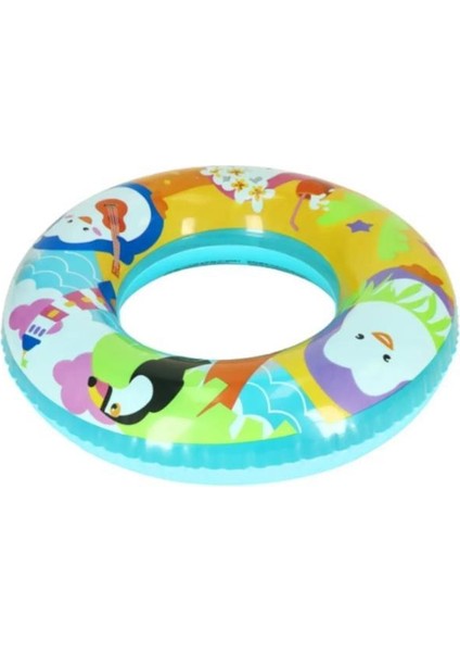 3-6 Yaş 51 cm Çocuk Deniz Simit Yüzme Simidi Havuz Can Simidi Penguen Desenli Tekerlek modelleri