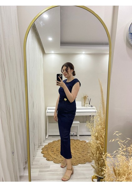 Oresti Denim Gold Detaylı Yırtmaçlı Elbise fırsatları