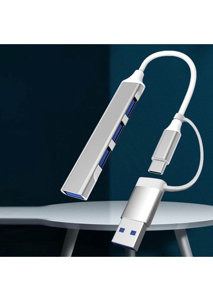 4 Port'lu Bağlantı Istasyonu Ultra Ince USB Bölücü Type-C Tipi Çoklu Arayüz Adaptörü Multi USB Çoklayıcı