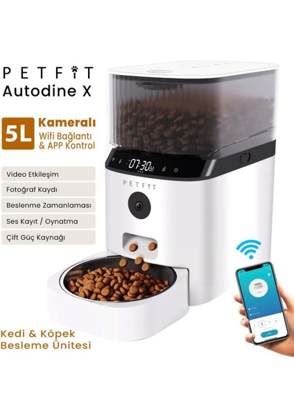 Groove Q-Clean Wi-Fi Akıllı Otomatik Kedi Tuvaleti Turuncu + Petfit Autodine x 5l Wi-Fi Kameralı Akıllı Otomatik Mama Kabı Besleme Ünitesi Bundle modelleri