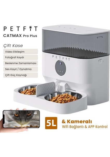 Groove Q-Clean Wi-Fi Akıllı Otomatik Kedi Tuvaleti Turuncu + Petfit Catmax Pro Plus 5l Wi-Fi Kameralı Akıllı Otomatik Mama Kabı Besleme Ünitesi Bundle modelleri