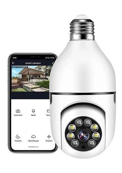 Wifi 360 Panoramik Ampul Kamera Gece Görüş Ses Akıllı Hareket Algılayıcı
