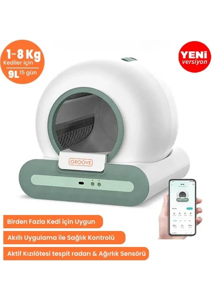Groove Ti+ Wi-Fi Akıllı Otomatik Kedi Tuvaleti Yeşil + Petfit Elevate x 4l Wi-Fi Akıllı Otomatik Mama Kabı Besleme Ünitesi Bundle fiyatları
