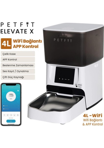 Groove Ti+ Wi-Fi Akıllı Otomatik Kedi Tuvaleti Yeşil + Petfit Elevate x 4l Wi-Fi Akıllı Otomatik Mama Kabı Besleme Ünitesi Bundle modelleri