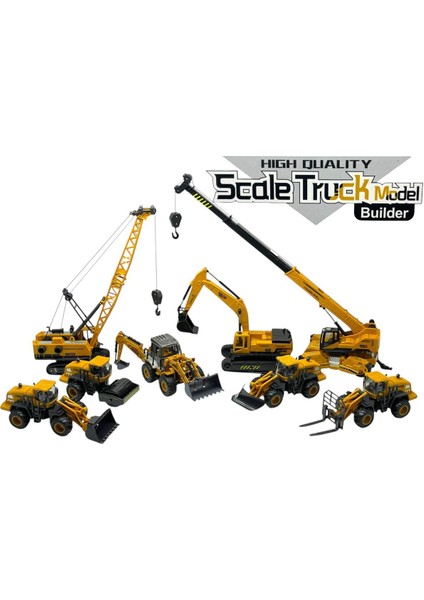 Inşaat Araçları Seti Kepçe Dozer Vinç Ayaklı Vinç Silindir Forklift Kar Küreyici