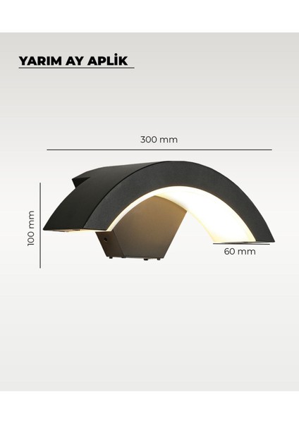 Siyah LED Yarım Ay Aplik 3200K Sarı Işık fiyatları