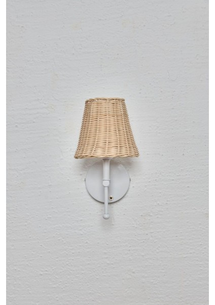 Rattan Beyaz Ledli Duvar Aydınlatması Aplik