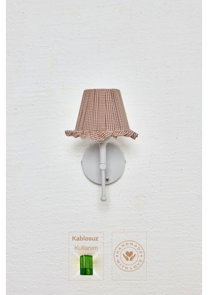 Kahverengi Pötikare Duvar Aydınlatması Metal Beyaz Ayak Ledli Aplik