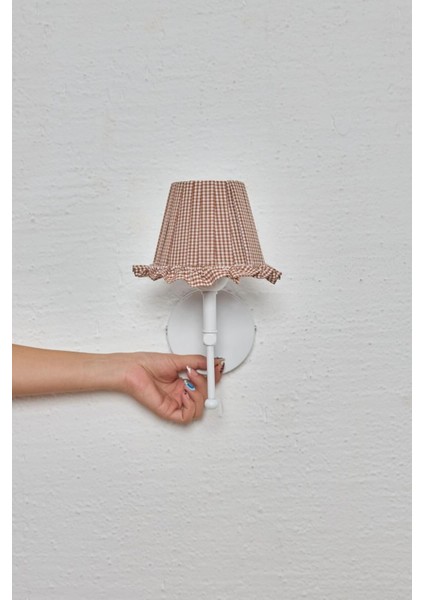 Kahverengi Pötikare Duvar Aydınlatması Metal Beyaz Ayak Ledli Aplik modelleri