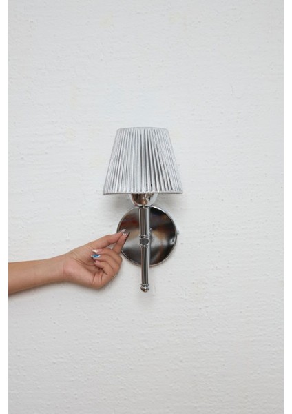 Gümüş Deri Alt Gümüş Metal Duvar Aydınlatması Ledli Aplik