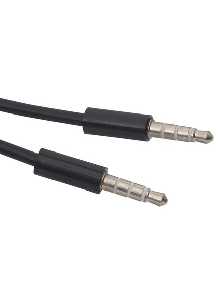 3.5 mm Erkek/erkek Siyah 4 Boğumlu Aux Stereo 1 Metre Kablo