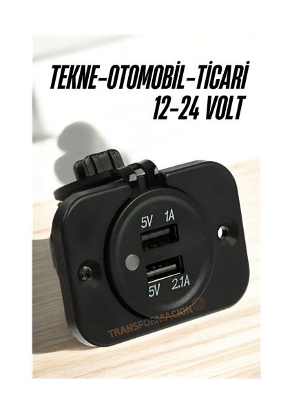 12-24 Volt USB Soket Tekne Oto Kamyonet Soketi Marine Tip Soket