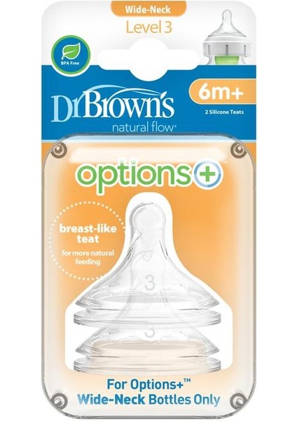 Mbb E- Ticaret Dr. brown's Geniş Ağız 3. evre 2'li Silikon Biberon Emziği