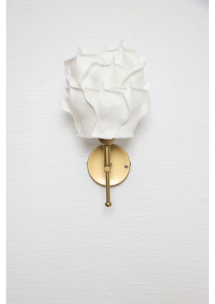 Dekor Eva Gül Üst Beyaz-Metal Eskitme Gold Ledli Duvar Aydınlatması Aplik fiyatları