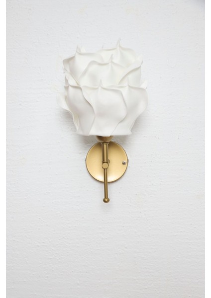Dekor Eva Gül Üst Beyaz-Metal Eskitme Gold Ledli Duvar Aydınlatması Aplik modelleri
