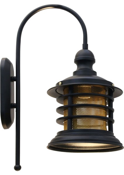 Nostalji Siyah Aplik Duvar Lambası Modern Otel Cafe Vintage Salon Yatak Odası Merdiven Retro