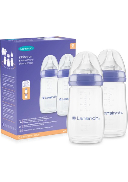 Lansinoh Biberon 2'li Natural Wawa Biberon Emziği 240 ml