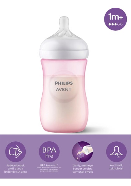 Philips Avent Doğal Tepkili Natural Response Pp Biberon 260 ml 1+ Ay Pembe