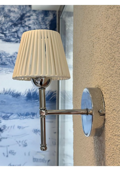 Beyaz Deri Alt Gümüş Metal Duvar Aydınlatması Ledli Aplik modelleri