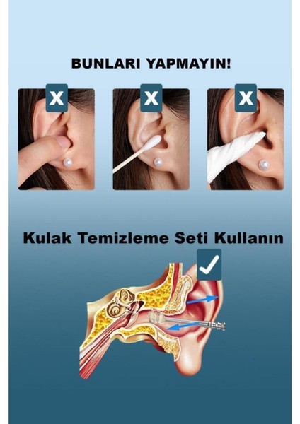 Paslanmaz Çelik Kulak Temizleyici 6'lı Set, Sağlıklı ve Güvenli Kullanım için Ideal