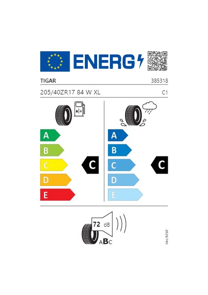 205/40 R17 84W Xl Ultra Hıgh Performance Tıgar Oto Yaz Lastiği (Üretim Yılı: 2024)