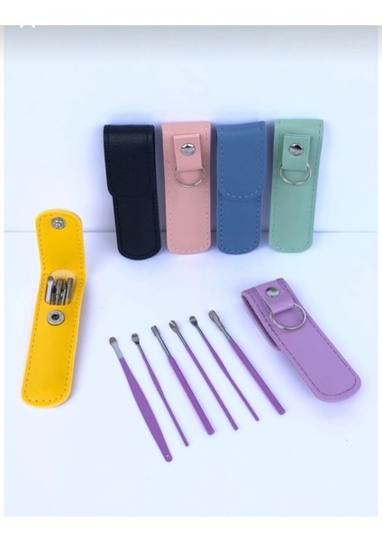 Deri Kılıflı 6'lı Kulak Temizleme Aparatı Seti, hijyen ve konfor sunar fiyatları