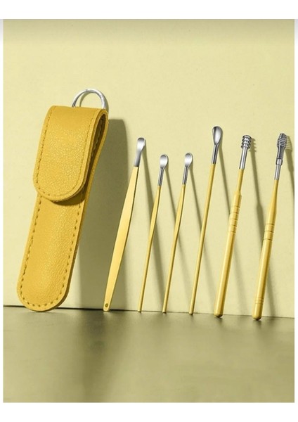 Deri Kılıflı 6'lı Kulak Temizleme Aparatı Seti, hijyen ve konfor sunar modelleri