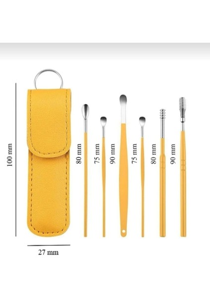 Deri Kılıflı 6'lı Kulak Temizleme Aparatı Seti, hijyen ve konfor sunar indirimleri