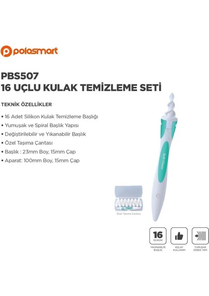 Yeşil Renkli Kulak Temizleme Cihazı PBS507, Güvenle Kullanım İçin Tasarlandı modelleri