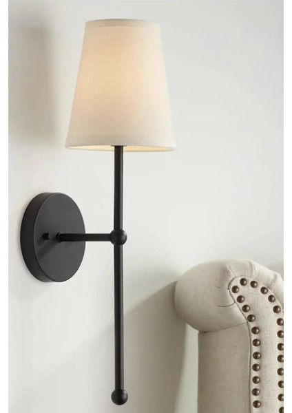 Brice Siyah Beyaz Abajurlu Aplik