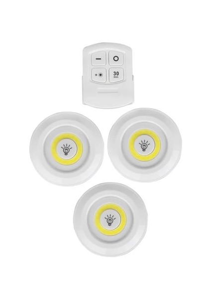 Uzaktan Kumandalı Yapışkanlı 3'lü LED Spot Lamba