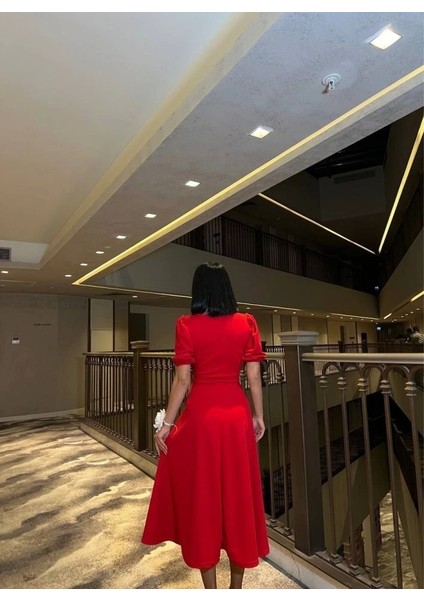 Kadın Bisiklet Yaka Kısa Kol Lastik Detay Uzun Elbise fırsatları