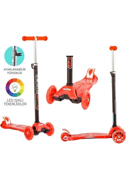 Torutoys Kırmızı Twist Işıklı Scooter Kırmızı
