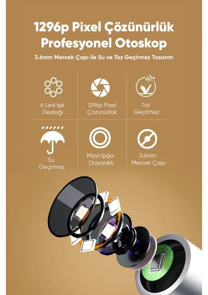 Kameralı, Led ışıklı, kablosuz, Wi-fi uyumlu kulak temizleme cihazı, 1080p görüntüleme fiyatları