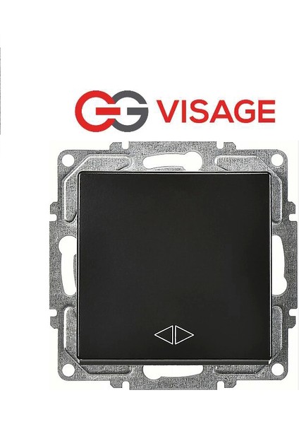 Visaage Ambiance Metalik Siyah Komütatör Anahtar Çerçevesiz - Priz ve Anahtar Için Uyumlu Çerçeve