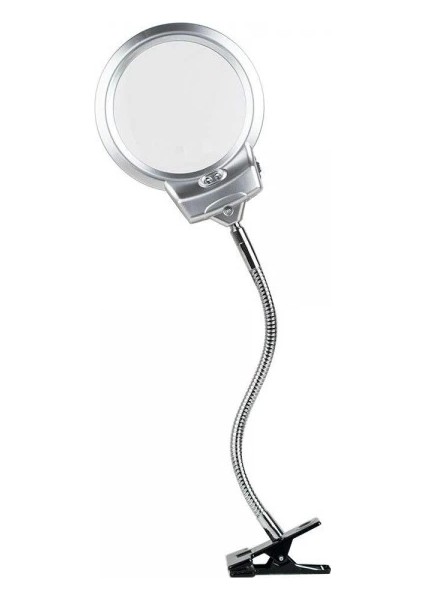 -2.5X130 mm 5X24 mm LED Aydınlatmalı Büyüteç,masa Üstü Metal Hortum MANDALLI-MG15124-C