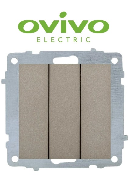 Antrasit Üçlü Anahtar Çerçevesiz Grano - Priz ve Anahtar Için Uyumlu Çerçeve